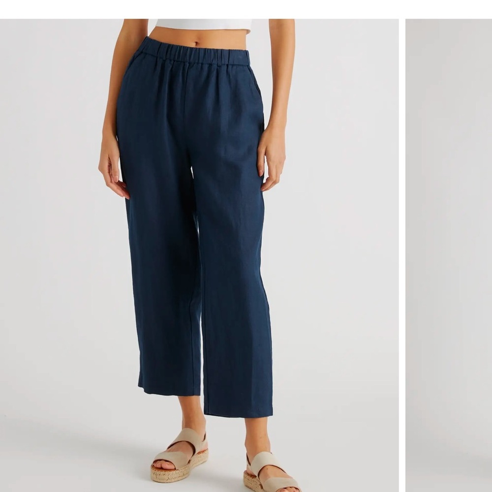 Quince EUC Navy Linen Pants